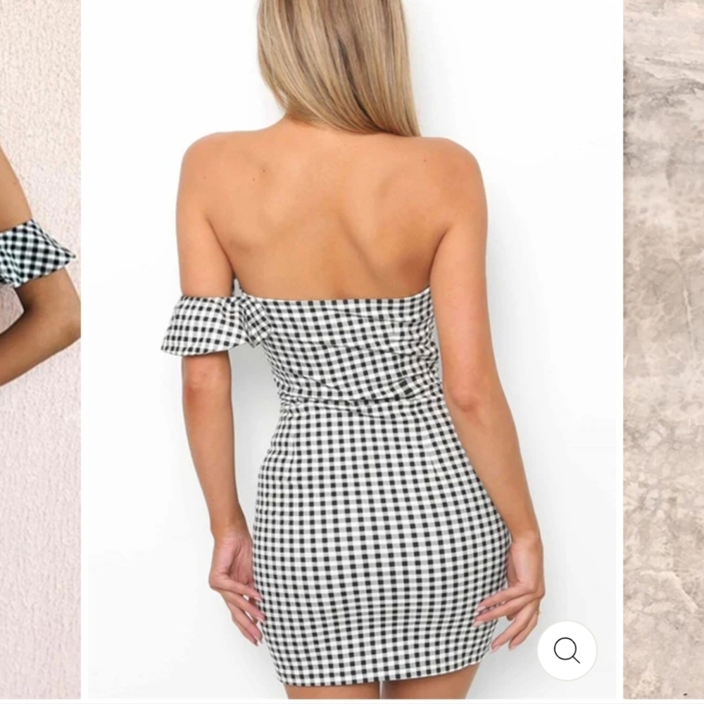 Haute Rogue Gingham Ruffled Fitted Minidress Size S - Picture 3 of 13